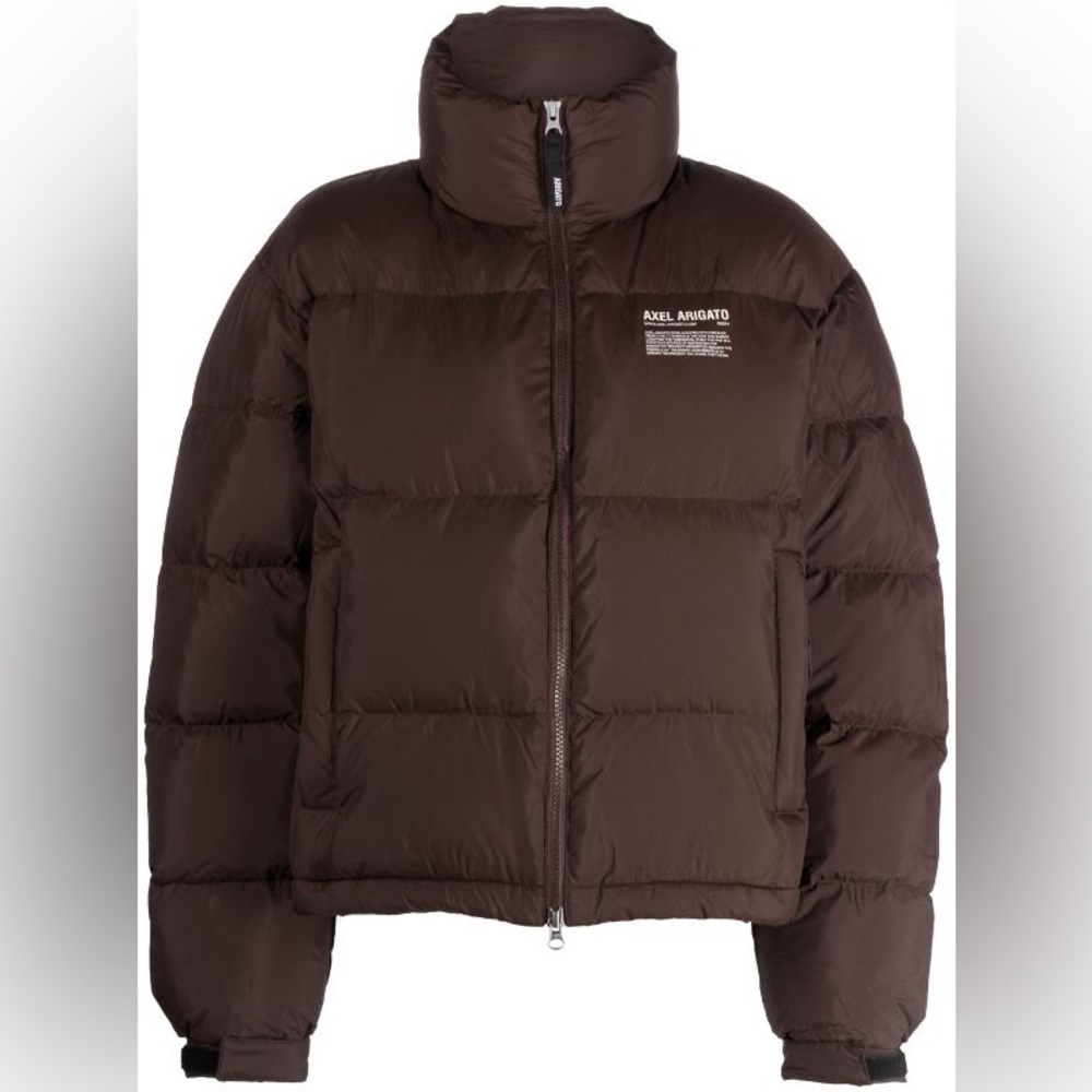 New Axel Arigato Woman’s Observer Brown Preprocessed  Down Puffer Jacket Size XS
